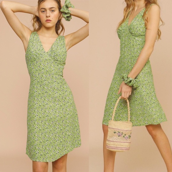 Rouje Paris Silvia Dress Rosita Vert Green Floral Size 36 Coquette - Picture 9 of 9